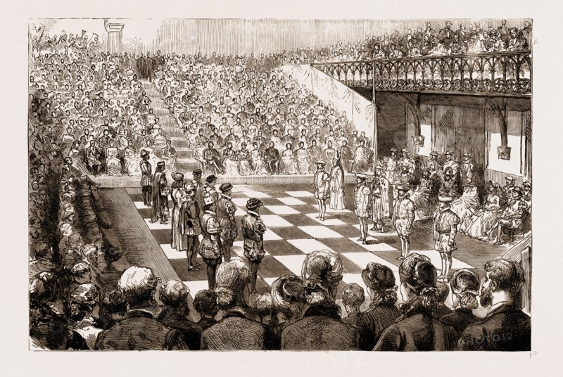 CHESS WITH LIVING PIECES: A MATCH AT THE GUILDHALL, WINCHESTER, UK, 1883