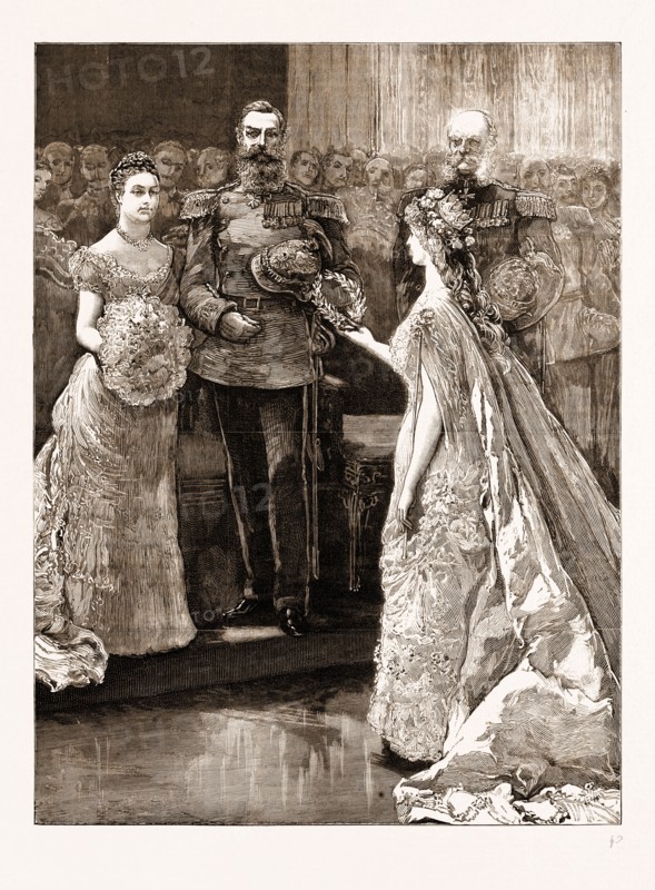 THE SILVER WEDDING OF THE IMPERIAL PRINCE AND PRINCESS OF GERMANY, 1883: THE "KONIGIN MINNE," OR "QUEEN OF LOVE " (PRINCESS WILLIAM), PRESENTING THE IMPERIAL PRINCESS WITH A SILVER WREATH