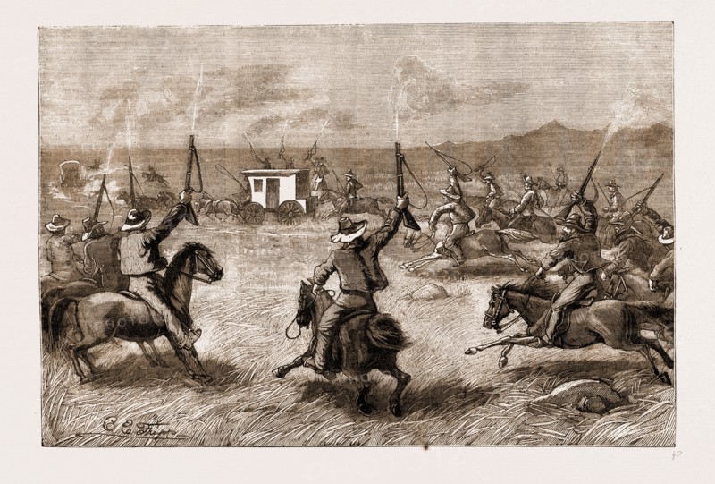 THE TRANSVAAL DIFFICULTY, SOUTH AFRICA, 1883: LOYAL BOERS RECEIVING A VISITOR OF NOTE