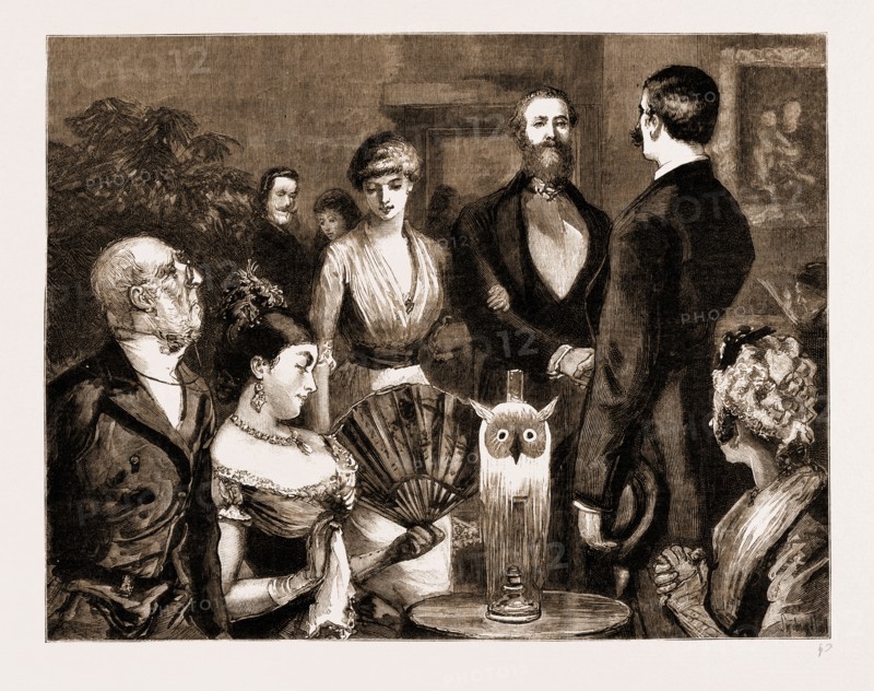 LIKE SHIPS UPON THE SEA, DRAWN BY SYDNEY HALL, 1883; "What, do you know each other?" asked Mr. Higgins