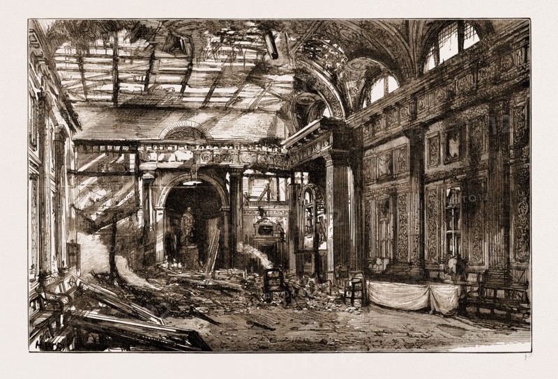 THE DISASTROUS FIRE AT FREEMASONS' HALL, GREAT QUEEN STREET: THE SCENE OF THE CONFLAGRATION, LONDON, UK, 1883