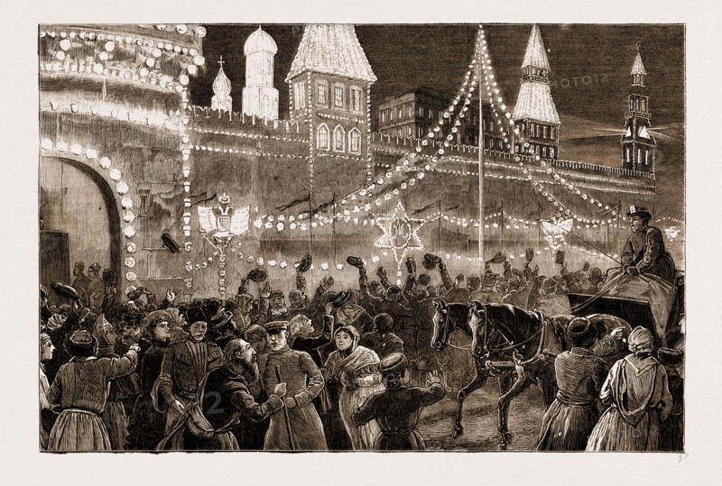 THE CORONATION OF THE CZAR OF RUSSIA, 1883: REJOICINGS AFTER THE CORONATION: THE KREMLIN ILLUMINATED