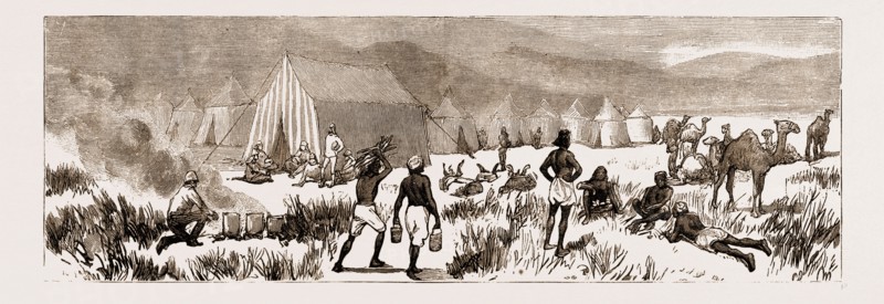 THE REBELLION IN SUDAN, 1883: A HALT IN THE DESERT ON THE WAY TO BERBER