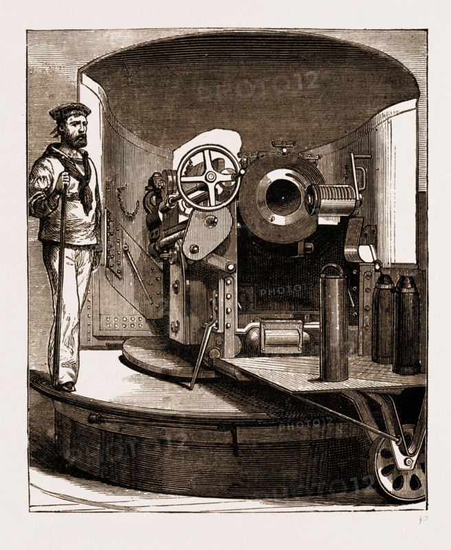 OUR ROYAL MIDSHIPMAN: THE CRUISE OF H.R.H. PRINCE GEORGE ON BOARD H.M.S. "CANADA", 1883: THE INTERIOR OF THE TURRET