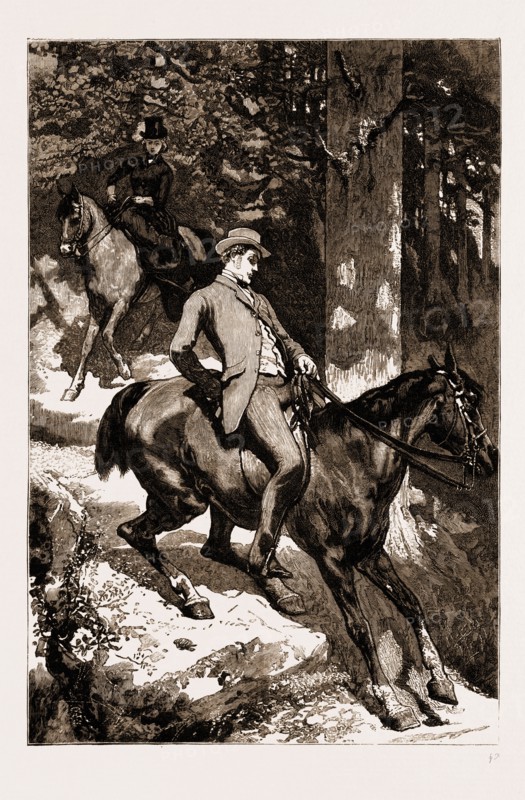 THIRLBY HALL, DRAWN BY WILLIAM SMALL, 1883; In spite of all my entreaties she did ride down.
