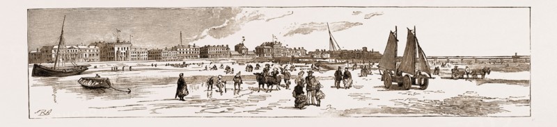 SOUTHPORT FROM THE SANDS, UK, 1883