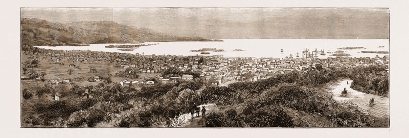 THE REVOLUTION IN HAITI: VIEW OF PORT-AU-PRINCE, 1883