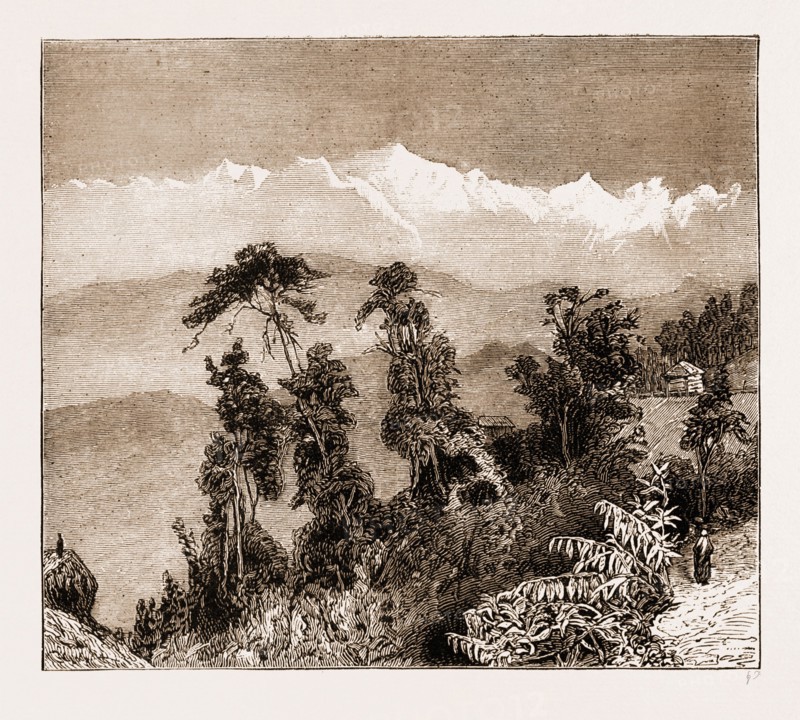 KUNCHINJINGA, A PEAK OF THE HIMALAYAS, 28,156 FEET ABOVE SEA LEVEL, THE ASCENT OF WHICH HAS LATELY BEEN ATTEMPTED BY MR. GRAHAM, 1883