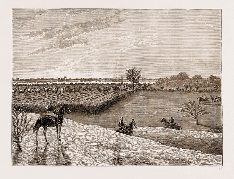 THE EXPEDITION INTO KURDUFAN, TROOPS ABOUT TO BREAK CAMP AT SUNRISE, SUDAN, 1883