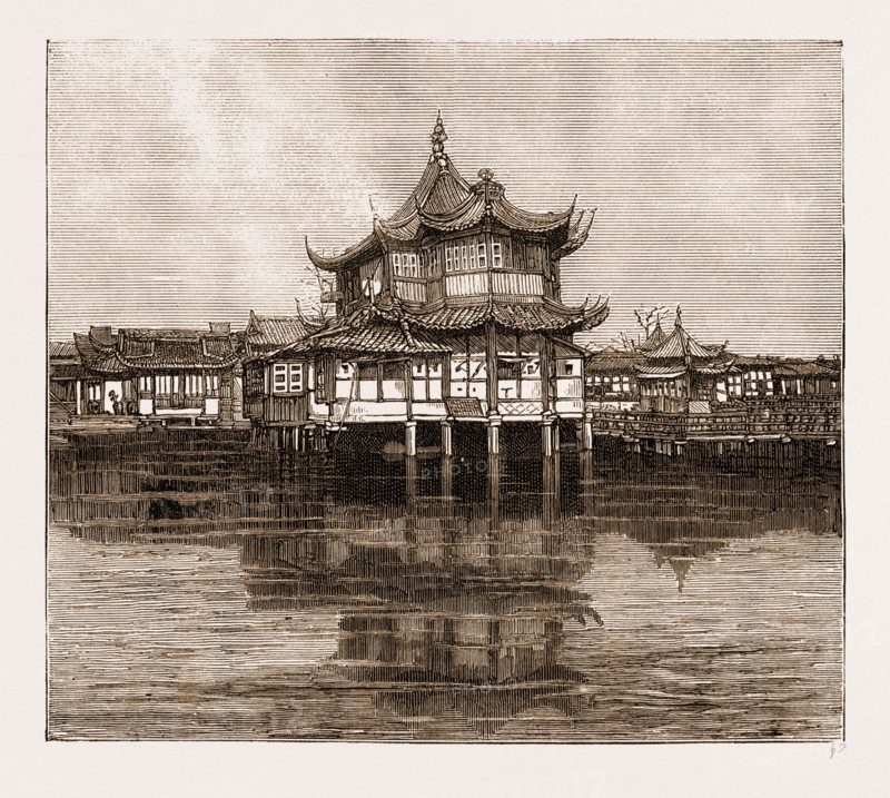 THE WU SOONG TING TEA-DRINKING HOUSE IN THE NATIVE CITY, SHANGHAI, CHINA, 1883