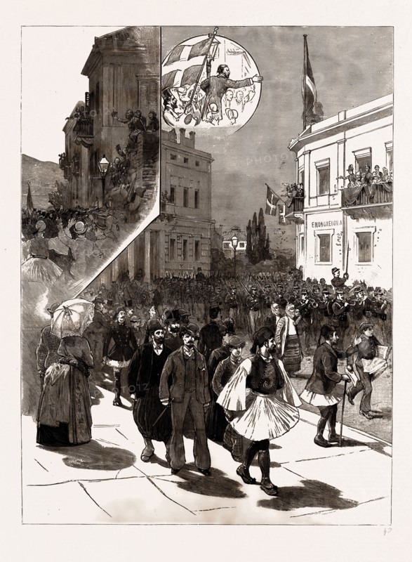 REINFORCING THE FRONTIER: THE PET REGIMENT MAVRUMICHAELL OR "BLACK MICHAELS" LEAVING ATHENS, GREECE, 1886