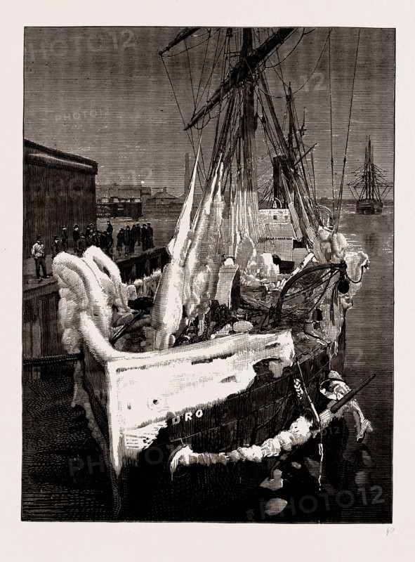 SEVERE WEATHER IN THE ATLANTIC: THE S.S. "PEDRO," AS SHE ARRIVED AT BOSTON, 1886