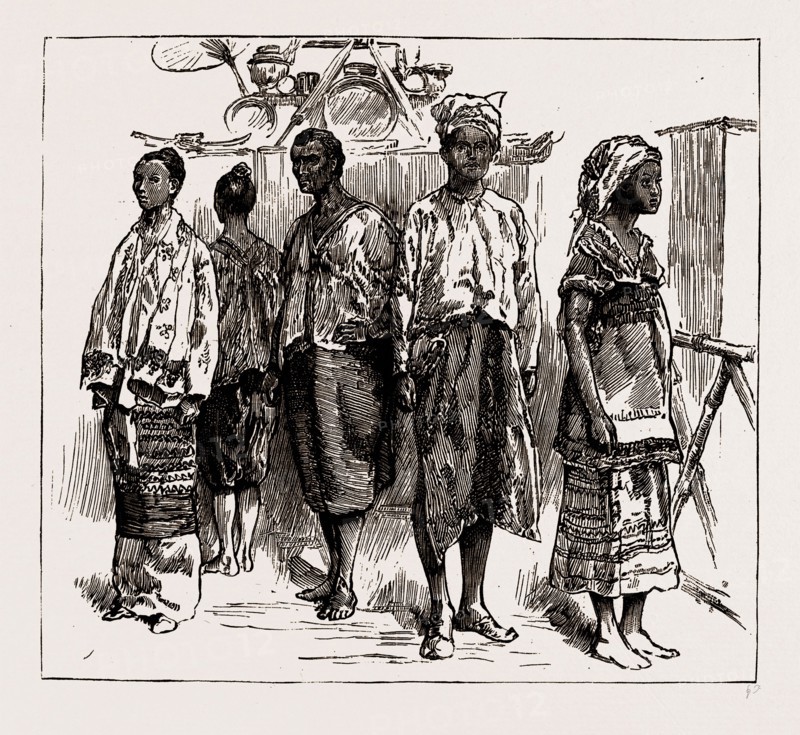 THE INDIAN SECTION OF THE COLONIAL AND INDIAN EXHIBITION: GROUP OF BURMANS, 1886