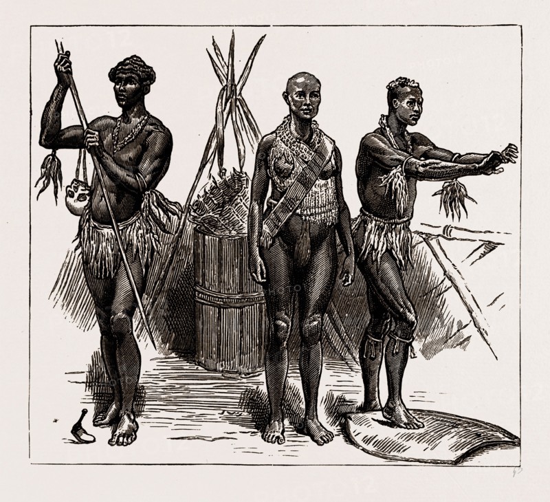 THE INDIAN SECTION OF THE COLONIAL AND INDIAN EXHIBITION: THE ETHNOLOGICAL COLLECTION, 1886: GROUP OF ANDAMAN ISLANDERS