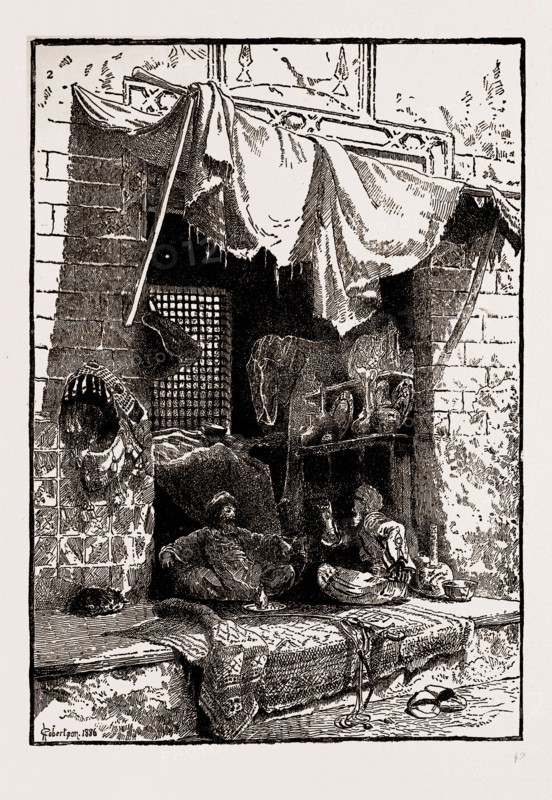 ILLUSTRATIONS FROM THE CATALOGUE OF THE ROYAL INSTITUTE OF PAINTERS IN WATER COLOURS, 1886: BAZAAR GOSSIP, By Charles Robertson