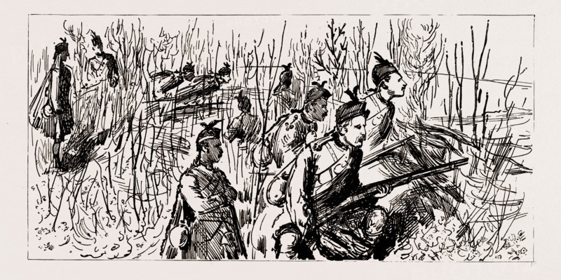 THE VOLUNTEER MANOEUVRES AT DOVER, UK, 1886: NO. I PICQUET OF THE LONDON SCOTTISH AT THE SHAM FIGHT ON EASTER MONDAY