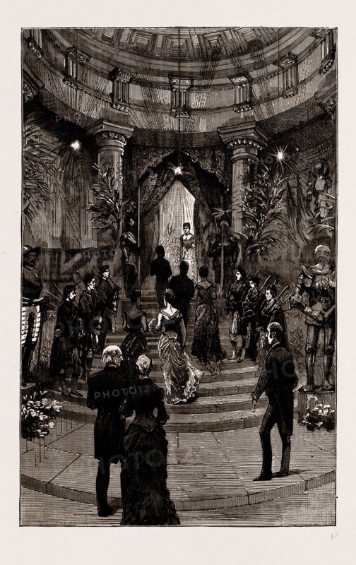 RECEPTION AND BALL AT DOVER HOUSE, THE OFFICIAL RESIDENCE OF LORD DALHOUSIE, SECRETARY FOR SCOTLAND, 1886: LADY DALHOUSIE RECEIVING GUESTS