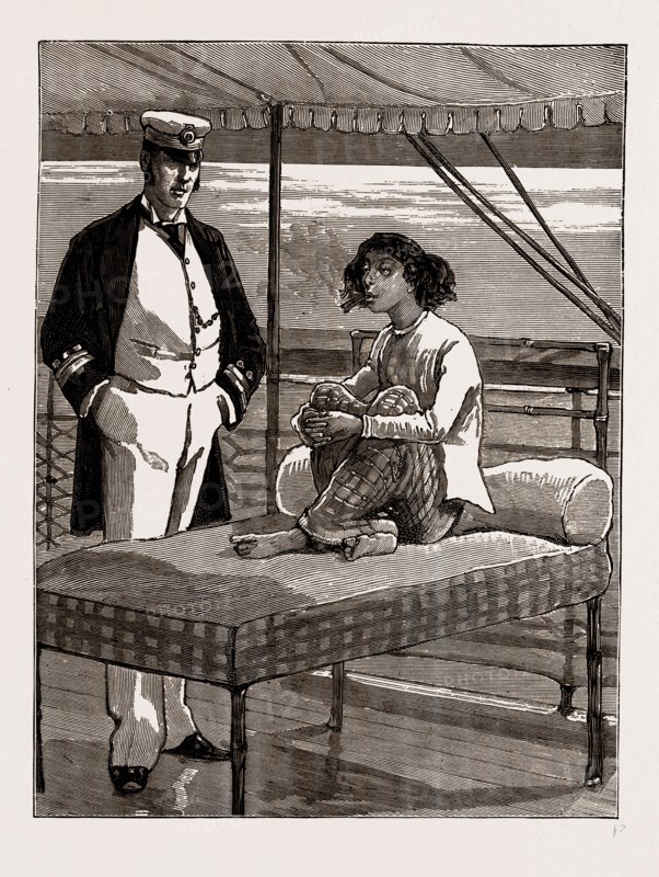 THE ONLY LADY PATIENT ON BOARD THE HOSPITAL SHIP "RANGOON," ON THE IRRAWADDY, 1886