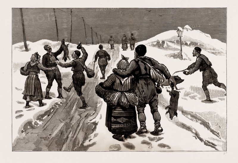 DEMOBILISATION: MEN OF THE FIRST CLASS RETURNING TO THEIR HOMES, SERBIA, 1886
