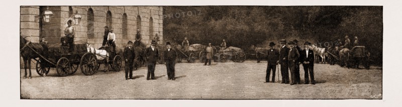 THE BRITISH RED CROSS SOCIETY AT CONSTANTINOPLE, ISTANBUL, TURKEY, 1897: INSPECTION OF WAGGONS IN THE GROUNDS OF THE EMBASSY