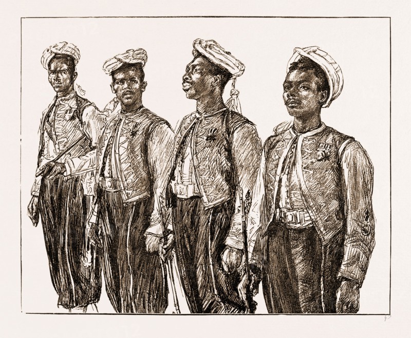 COLONIAL TROOPS WHO TOOK PLACE IN THE JUBILEE PROCESSION, UK, 1897: PRIVATES OF THE SECOND WEST INDIA REGIMENT