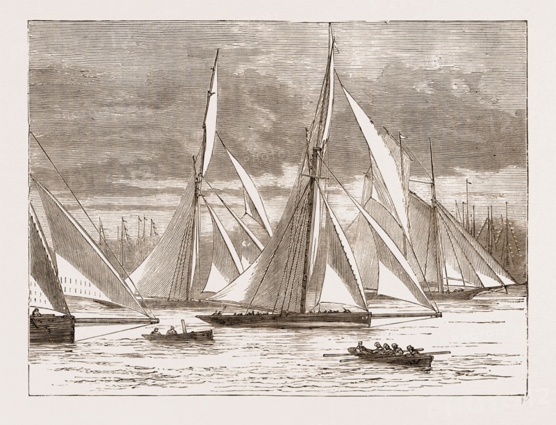 THE KRIEMHILDA  AND THE ARROWARIADNE, The Royal Yacht Squadron Regatta at Cowes, UK in 1873