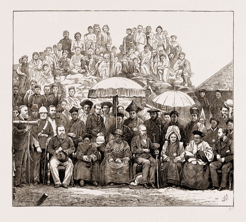 Grand Durbar at Darjeeling, India. Visit of the lieut. Governor of Bengal to the Rajah of Sikkim at Le Bong. I. W. L. Heeley, Esq., Inspector-General of jails-2. Lt.-Col. Newall, R.A., Commanding the Station 3. J. W. Edgar, C.S.I., Deputy-Commissioner of Darjeeling-4. Thoothub Nangye, Rajah's Youngest Brother, and Heir-Appamnt,. Captain Farmer, Aide-de-Camp to the Lieutenant-Governor-6. Sikyoung Koojew, Rajah of Sikkim-7. Sir Geo. Campbell, K.0 S.I., Lt.-Governor of Bengal-8 Serung Pooty, Rajah's Sister- 9. Chunjew Kaboo, Rajah's Elder Brotherâ€îzo. A. Mackenzie, Esq.