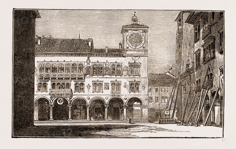 BELLUNOâ€îTHE TOWN HALL AND THE BISHOP'S PALACE, Earthquake in Italy 1873
