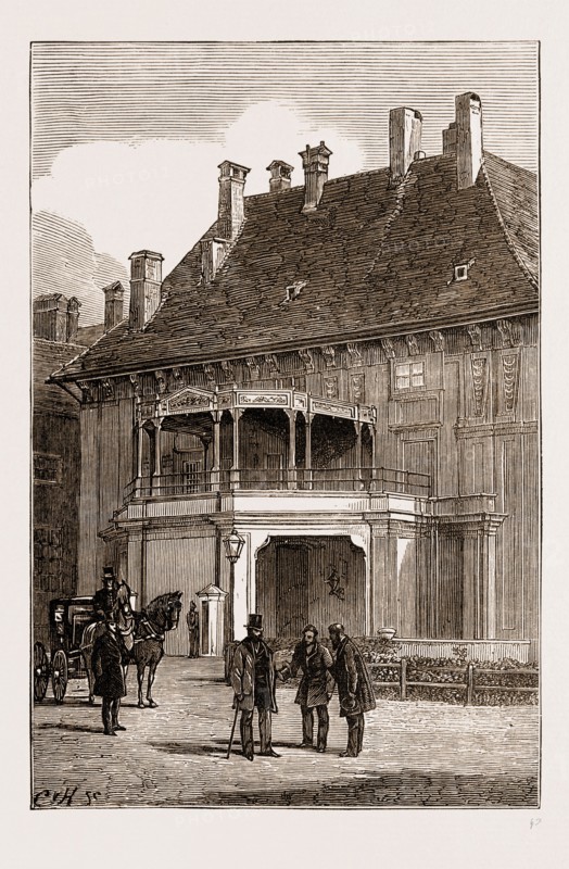 PRIVATE ENTRANCE TO THE EMPEROR'S PALACE, Vienna engraving 1873, Austria