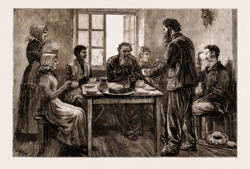 THE REBELLION IN THE TRANSVAAL, SOUTH AFRICA, 1881: Transvaal Hospitality: Interior of a Boer's House.