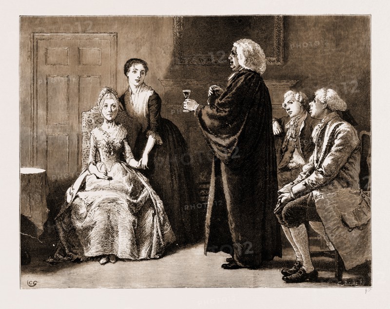 THE CHAPLAIN OF THE FLEET, DRAWN BY CHARLES GREEN, 1881; I put out such glasses as we had, and then I stood beside Mrs. Esther's chair and took her hand in mine.