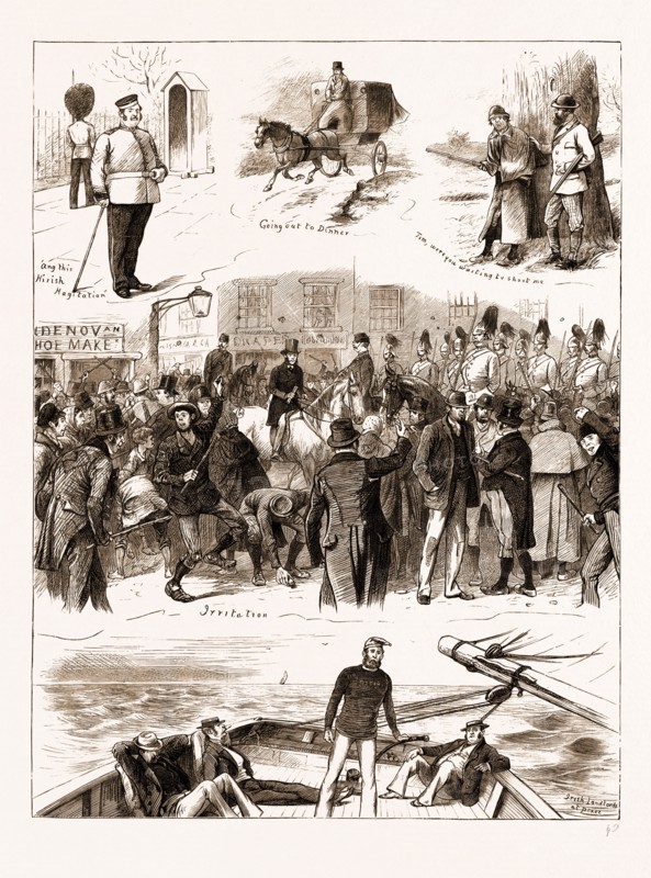 THE IRISH LAND AGITATION, 1881: Going out to dinner, irritation, Irish landlords at peace