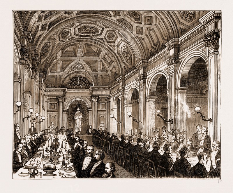 OPENING OF THE NEW WING OF UNIVERSITY COLLEGE, LONDON, UK, 1881: THE BANQUET IN THE LIBRARY