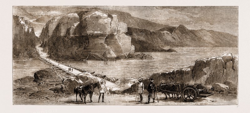 LORD LYTTON AND THE AFGHAN CAMPAIGN, 1881: BRIDGE OF BOATS ACROSS THE RIVER INDUS AT KUSHALGHAN