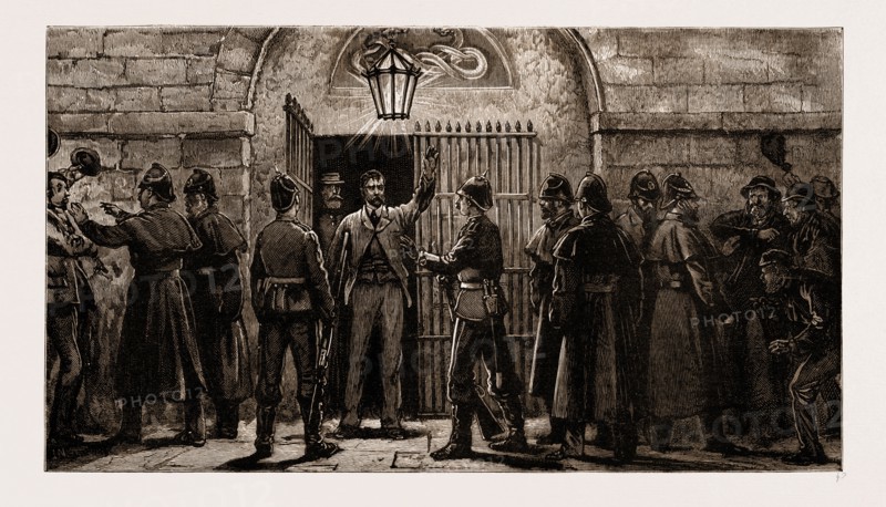 THE LAND AGITATION IN IRELAND, 1881: THE COERCION ACT: ARRIVAL OF "SCRAB" NALLY AT KILMAINHAM PRISON, DUBLIN