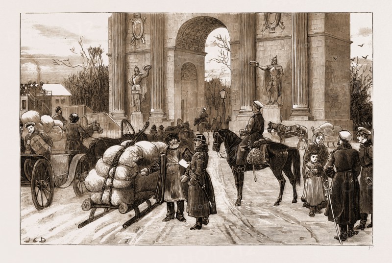 NIHILISM IN RUSSIA: CLOSING OF THE GATES OF ST. PETERSBURG, 1881: THE HORSE GUARDS ON POLICE DUTY