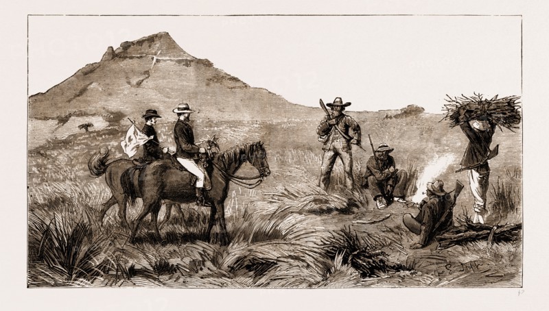 THE RECENT RISING IN THE TRANSVAAL, SOUTH AFRICA, 1881: A FLAG OF TRUCE, AN ARTIST ON HIS WAY TO THE BOER LINES