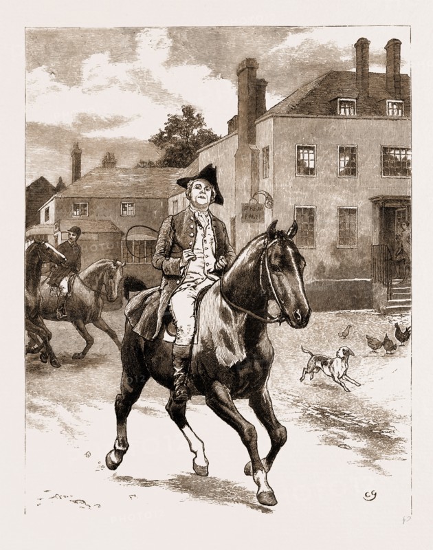 THE CHAPLAIN OF THE FLEET, DRAWN BY CHARLES GREEN, 1881; Will came the next morning, riding into town followed by two servants, one of whom led the famous horse which was to run the race.