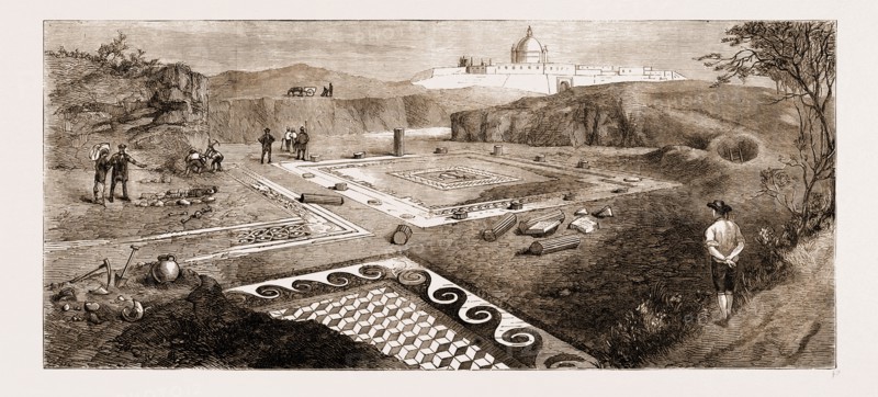 EXCAVATING THE RUINS OF A ROMAN VILLA AT MALTA, 1881