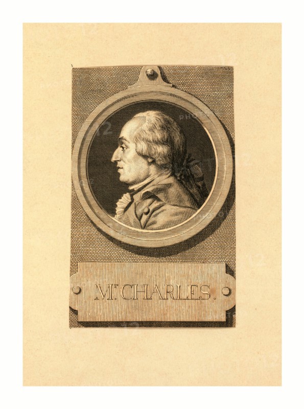 Mr. Charles, Head-and-shoulders profile portrait of French balloonist J.A.C. Charles, who made the first flight in a hydrogen balloon, Dec. 1, 1783.