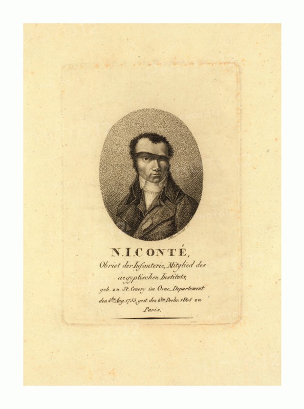 Head-and-shoulders portrait of Nicolas Conte, 1755  1805, who experimented with the use of hydrogen for balloons.