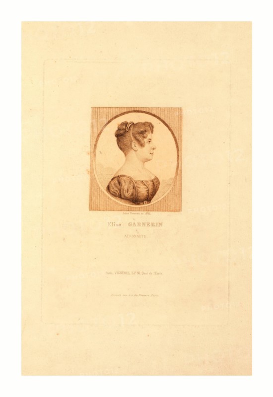 Elisa Garnerin, aeronaut by Jules Porreau, 1854.
