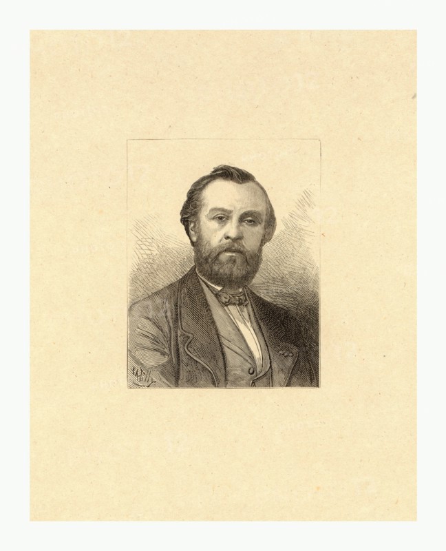 Henri Giffard, French balloonist, head-and-shoulders portrait by E.A. Tilly.