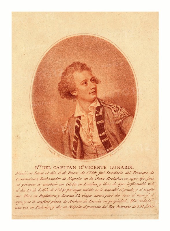 Capitan dn. Vincente Lunardi. Nesmith, pinxt. ; Burke, fecit.