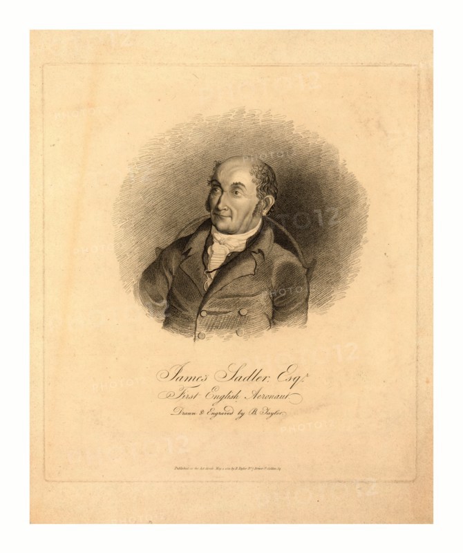 James Sadler, Esqr., first English aeronaut, drawn & engraved by B. Taylor., Published as the act directs May 1, 1812, by B. Taylor