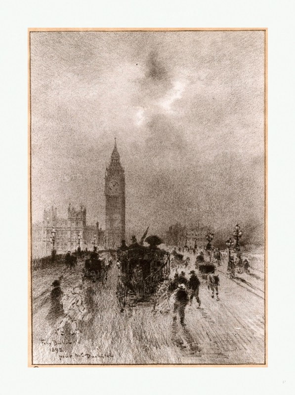 Felix-Hilaire Buhot, The Victoria Clock Tower London, French, 1847 - 1898, 1892, lithograph