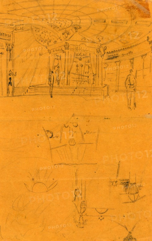 Two soldiers keep watch over Lincoln's casket in Springfield, Illinois,1865 May 3 or 4, drawing, 1862-1865, by Alfred R Waud, 1828-1891, an american artist famous for his American Civil War sketches, America, US