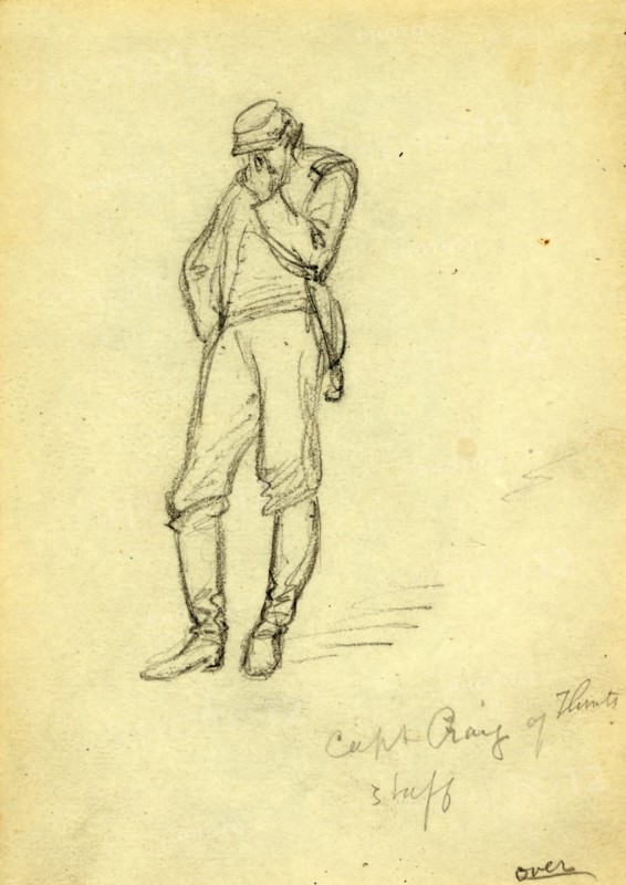 Captain Craig of Flints staff, 1863, drawing on cream paper pencil, 13.7 x 9.5 cm. (sheet), 1862-1865, by Alfred R Waud, 1828-1891, an american artist famous for his American Civil War sketches, America, US
