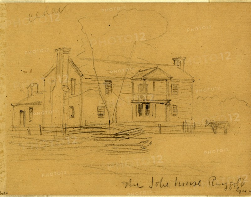 The Jobe house. Ringgold, Ga, 1864, drawing, 1862-1865, by Alfred R Waud, 1828-1891, an american artist famous for his American Civil War sketches, America, US
