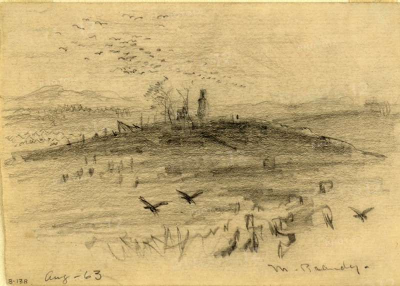 Nr. Brandy, 1863 August, drawing, 1862-1865, by Alfred R Waud, 1828-1891, an american artist famous for his American Civil War sketches, America, US